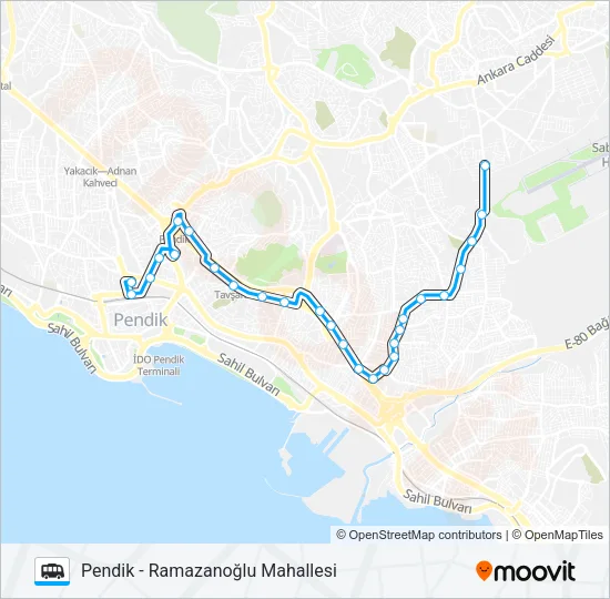 PENDIK - RAMAZANOĞLU MAHALLESI Dolmus & Minibus Line Map