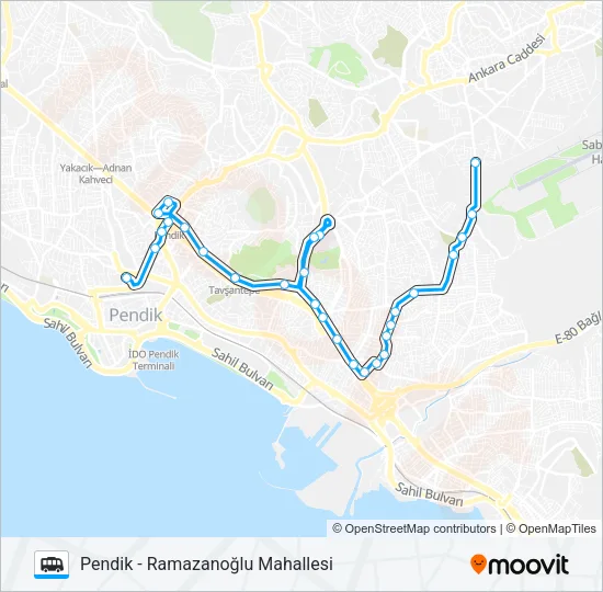 PENDIK - RAMAZANOĞLU MAHALLESI Dolmus & Minibus Line Map