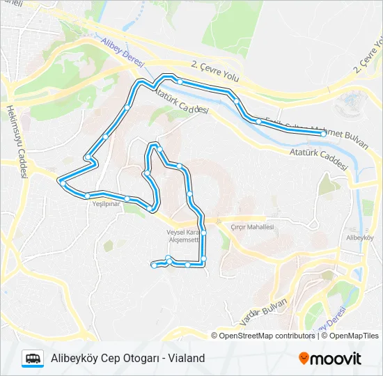 ALIBEYKÖY CEP OTOGARI - VIALAND Dolmus & Minibus Line Map