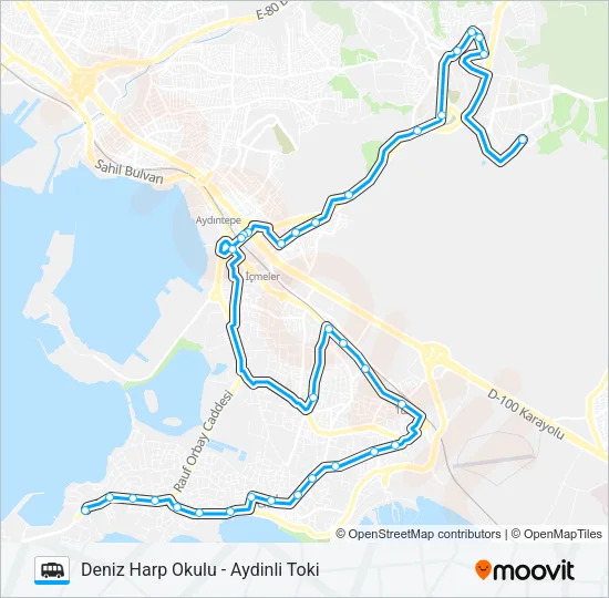DENIZ HARP OKULU - AYDINLI TOKI Dolmus & Minibus Line Map
