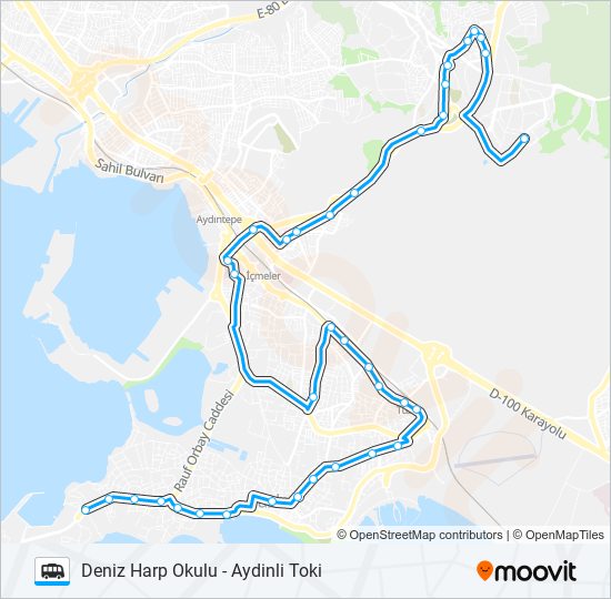 DENIZ HARP OKULU - AYDINLI TOKI Dolmus & Minibus Line Map