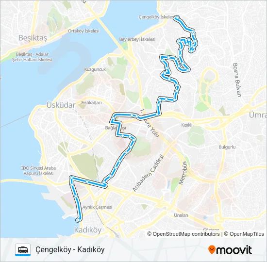 KADIKÖY - KÜPLÜCE - KIRAZLITEPE Dolmus & Minibus Line Map