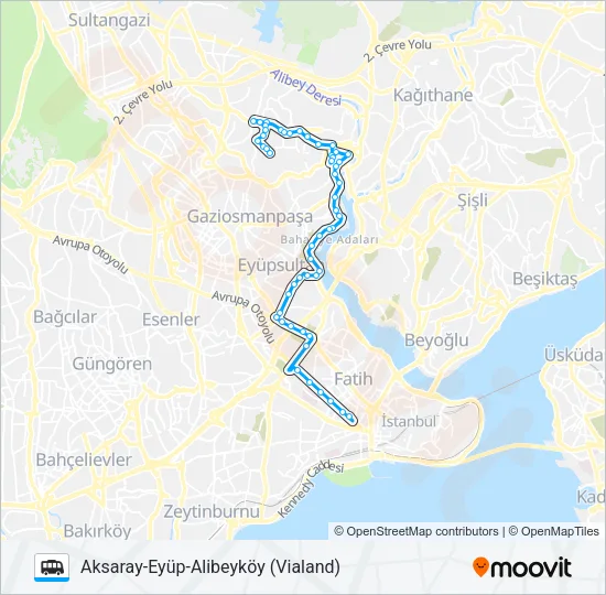 AKSARAY-EYÜP-ALIBEYKÖY (VIALAND) Dolmus & Minibus Line Map