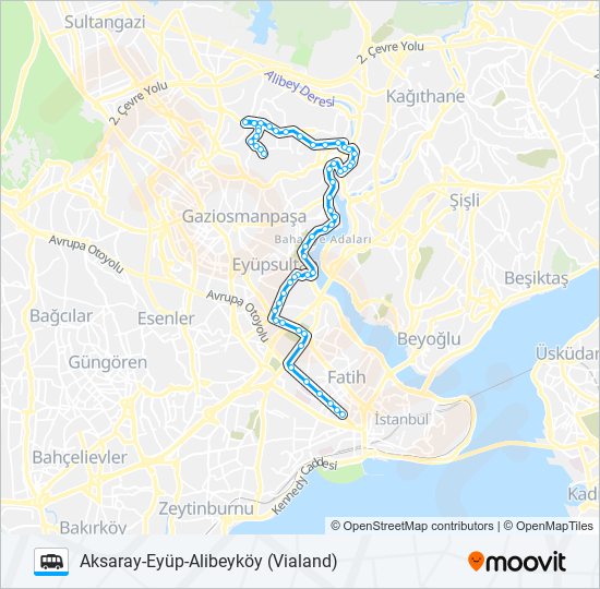 AKSARAY-EYÜP-ALIBEYKÖY (VIALAND) Dolmus & Minibus Line Map