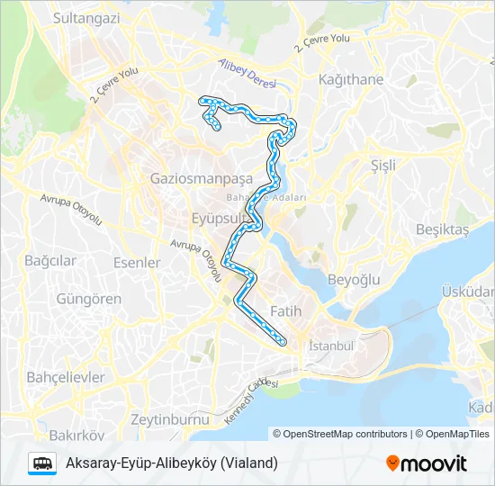 AKSARAY-EYÜP-ALIBEYKÖY (VIALAND) Dolmus & Minibus Line Map