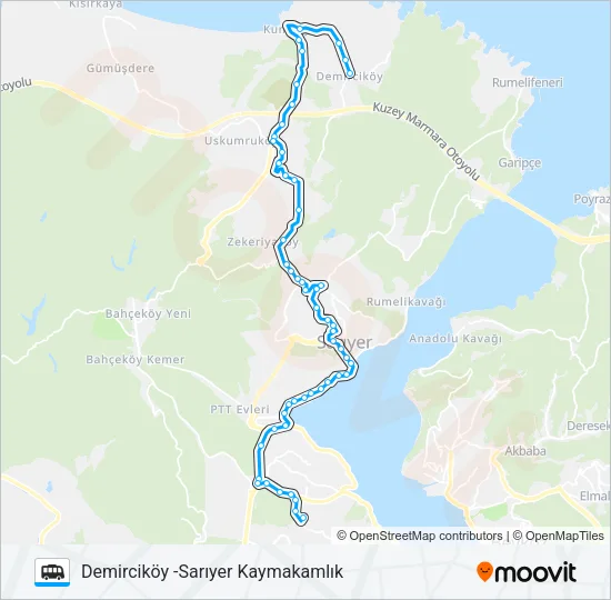 SARIYER KAYMAKAMLIK - DEMIRCIKÖY Dolmus & Minibus Line Map