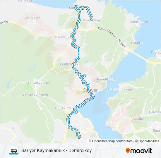 SARIYER KAYMAKAMLIK - DEMIRCIKÖY Dolmus & Minibus Line Map