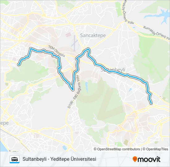 SULTANBEYLI - YEDITEPE ÜNIVERSITESI Dolmus & Minibus Line Map