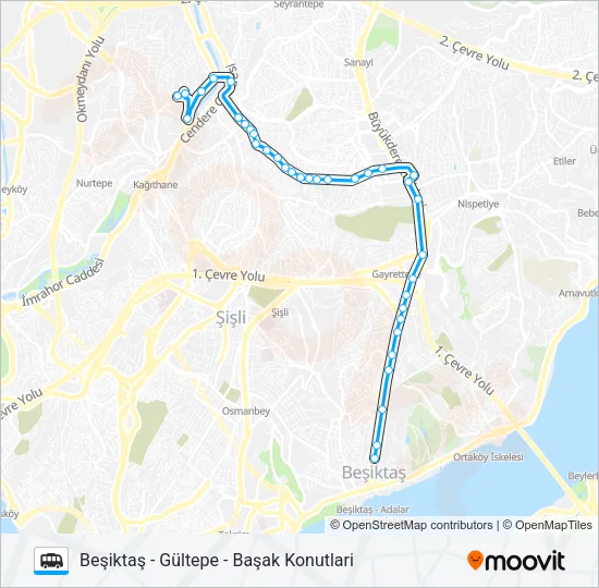 BAŞAK KONUTLARI - GÜLTEPE - BEŞIKTAŞ Dolmus & Minibus Line Map