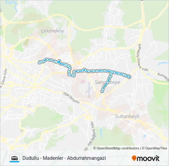 DUDULLU - MADENLER - ABDURRAHMANGAZI Dolmus & Minibus Line Map