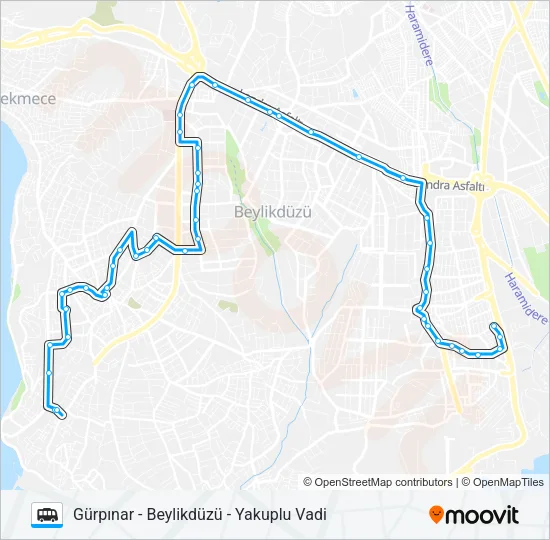 GÜRPINAR - BEYLIKDÜZÜ - YAKUPLU VADI Dolmus & Minibus Line Map