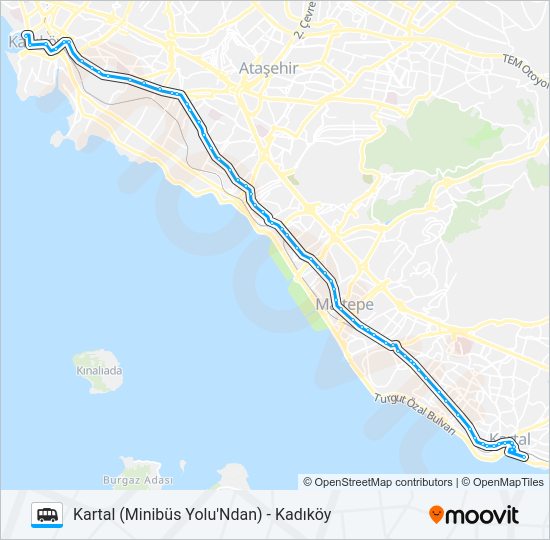 KADIKÖY - KARTAL (MINIBÜS YOLU'NDAN) minibüs / dolmuş Hattı Haritası
