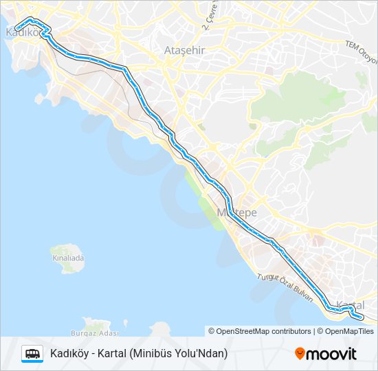 KADIKÖY - KARTAL (MINIBÜS YOLU'NDAN) minibüs / dolmuş Hattı Haritası