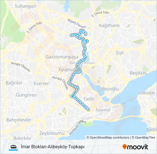AKSARAY-EYÜP-ALIBEYKÖY (İMAR BLOKLARI) Dolmus & Minibus Line Map