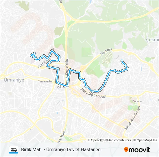 BIRLIK MAH - ÜMRANIYE DEVLET HASTANESI Dolmus & Minibus Line Map