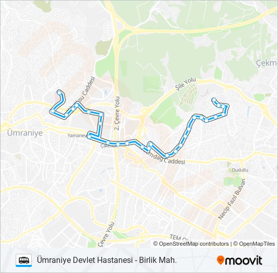 BIRLIK MAH - ÜMRANIYE DEVLET HASTANESI minibüs / dolmuş Hattı Haritası