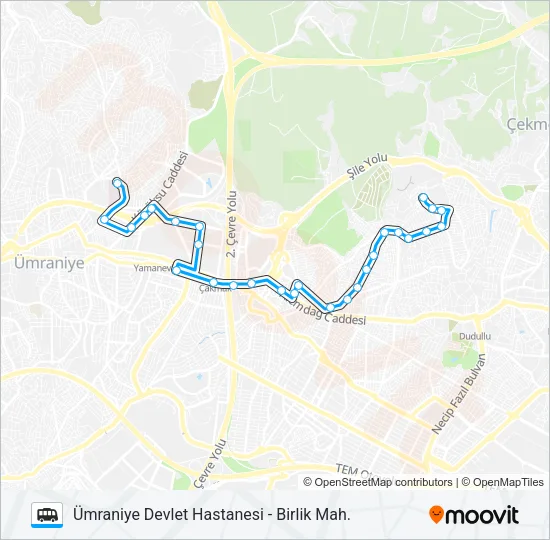 BIRLIK MAH - ÜMRANIYE DEVLET HASTANESI Dolmus & Minibus Line Map