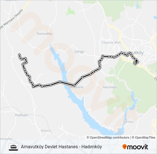 HADIMKÖY - ARNAVUTKÖY DEVLET HASTANESI minibüs / dolmuş Hattı Haritası
