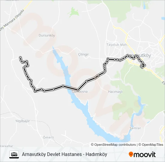 HADIMKÖY - ARNAVUTKÖY DEVLET HASTANESI Dolmus & Minibus Line Map