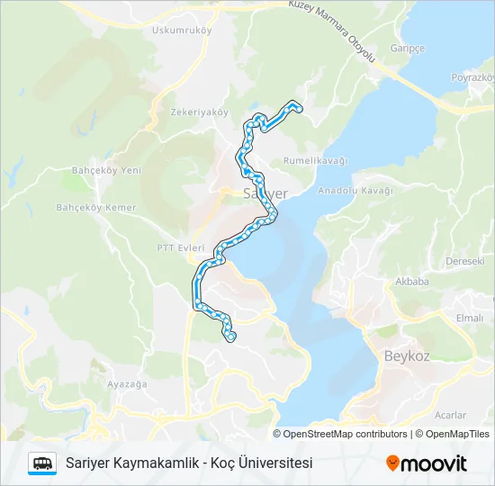 SARIYER KAYMAKAMLIK - KOÇ ÜNIVERSITESI Dolmus & Minibus Line Map