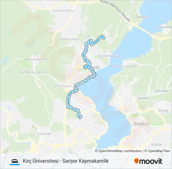 SARIYER KAYMAKAMLIK - KOÇ ÜNIVERSITESI Dolmus & Minibus Line Map