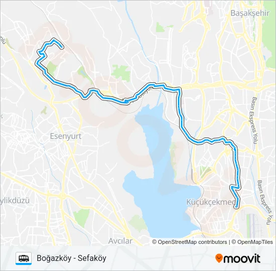 SEFAKÖY-K.S.SÜLEYMAN HASTANESI-BOĞAZKÖY Dolmus & Minibus Line Map