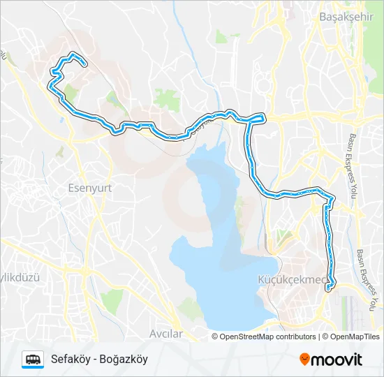 SEFAKÖY-K.S.SÜLEYMAN HASTANESI-BOĞAZKÖY Dolmus & Minibus Line Map