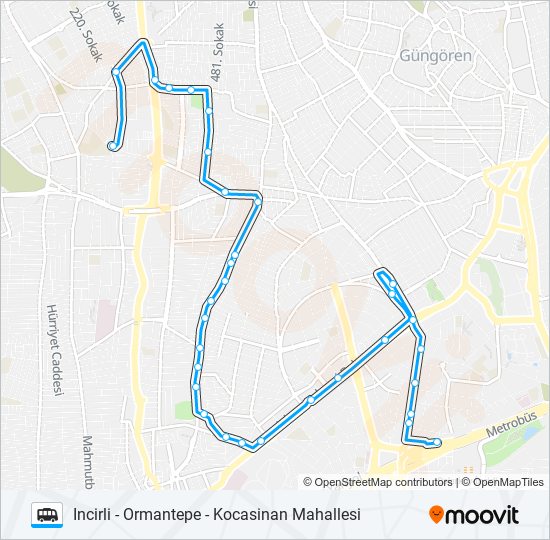 INCIRLI - ORMANTEPE - KOCASINAN MAHALLESI Dolmus & Minibus Line Map