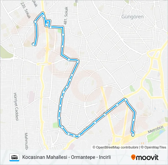 INCIRLI - ORMANTEPE - KOCASINAN MAHALLESI Dolmus & Minibus Line Map
