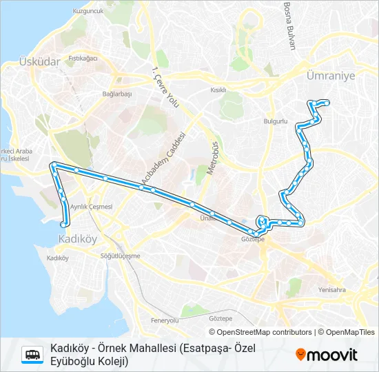 KADIKÖY - ÖRNEK MAHALLESI (ESATPAŞA- ÖZEL EYÜBOĞLU KOLEJI) Dolmus & Minibus Line Map