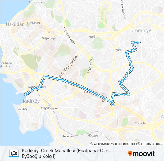 KADIKÖY - ÖRNEK MAHALLESI (ESATPAŞA- ÖZEL EYÜBOĞLU KOLEJI) minibüs / dolmuş Hattı Haritası