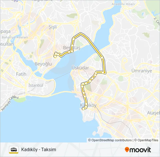 KADIKÖY - TAKSIM Dolmus & Minibus Line Map