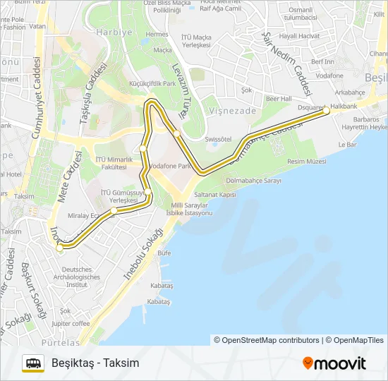 BEŞIKTAŞ - TAKSIM Dolmus & Minibus Line Map