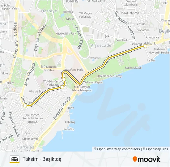 BEŞIKTAŞ - TAKSIM Dolmus & Minibus Line Map