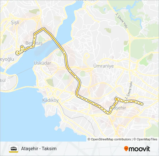TAKSIM - ATAŞEHIR Dolmus & Minibus Line Map