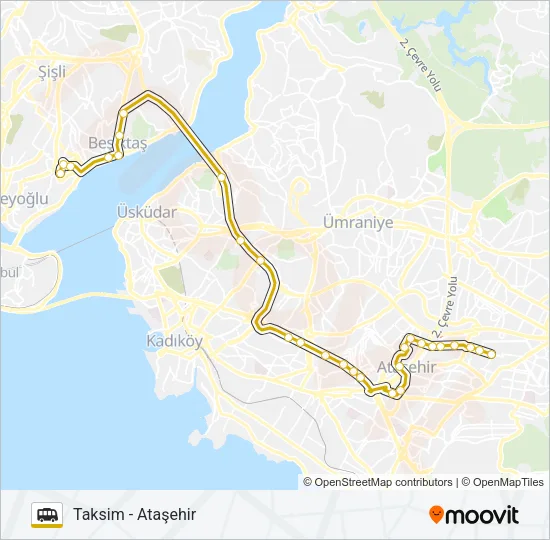 TAKSIM - ATAŞEHIR Dolmus & Minibus Line Map