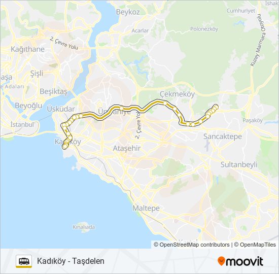 KADIKÖY - TAŞDELEN Dolmus & Minibus Line Map