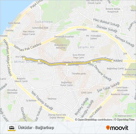 ÜSKÜDAR - BAĞLARBAŞI minibüs / dolmuş Hattı Haritası