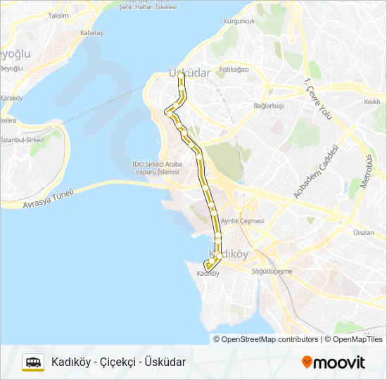 KADIKÖY - ÇIÇEKÇI - ÜSKÜDAR Dolmus & Minibus Line Map