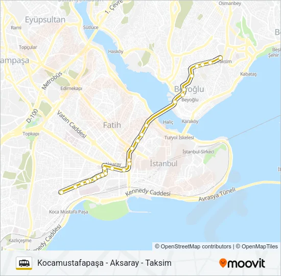 TAKSIM - AKSARAY - KOCAMUSTAFAPAŞA Dolmus & Minibus Line Map