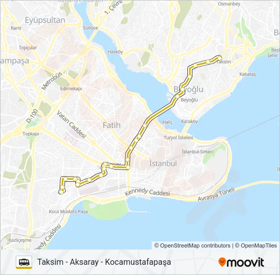 TAKSIM - AKSARAY - KOCAMUSTAFAPAŞA Dolmus & Minibus Line Map
