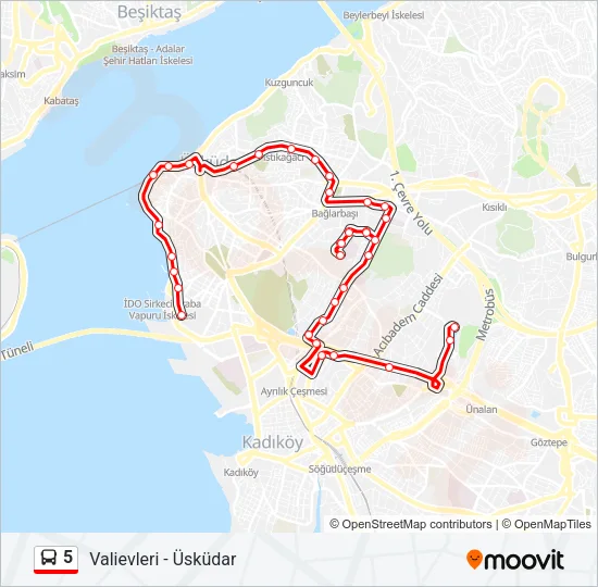 5 Bus Line Map