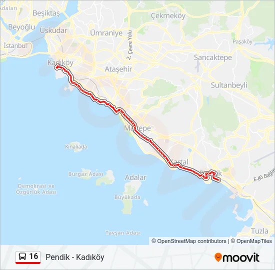 16 Bus Line Map