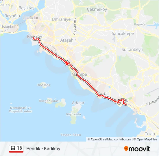 16 Bus Line Map