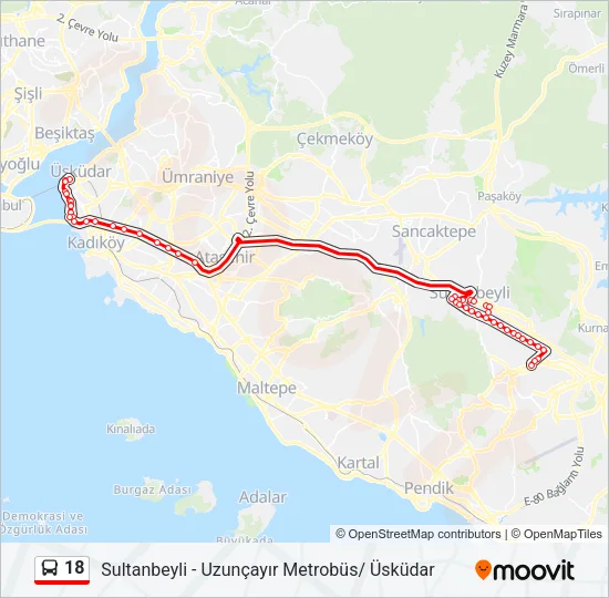 18 Bus Line Map