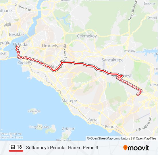 18 bus Line Map