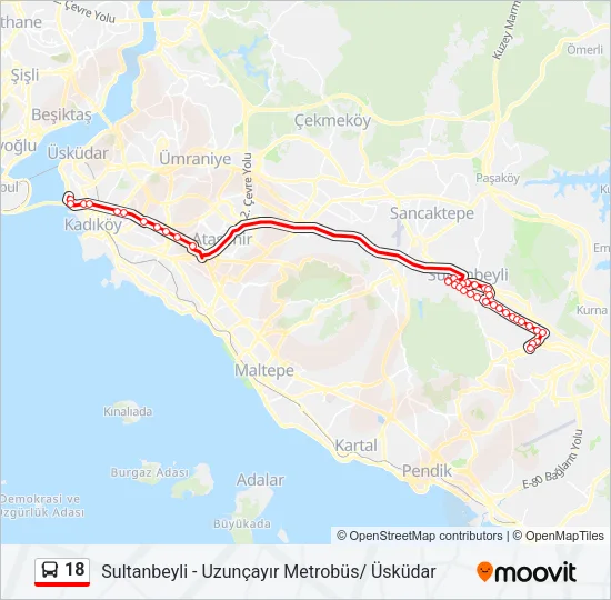 18 Bus Line Map
