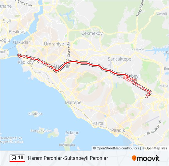 18 bus Line Map