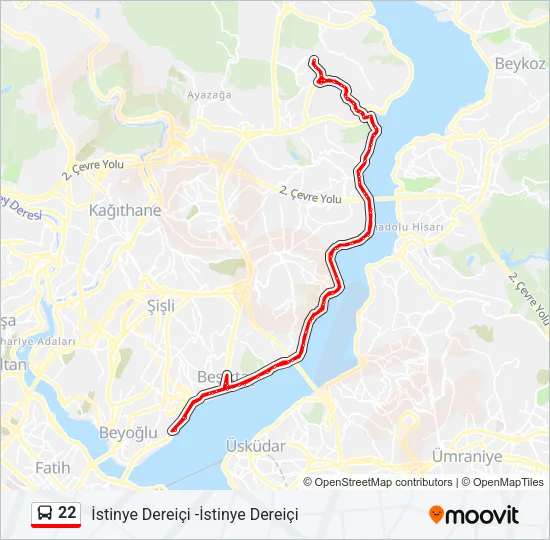 22 Bus Line Map