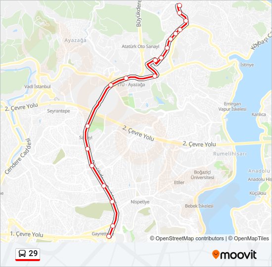 29 bus Line Map